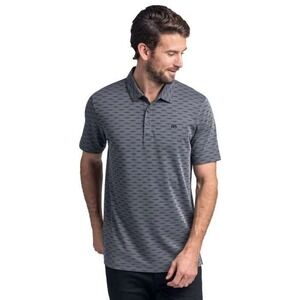 Travis Mathew Mens‎ Golf Polo Shirt Grey Textured Pattern Short Sleeve XL